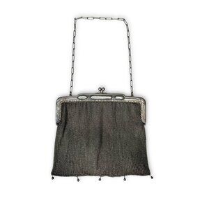 1920s Metal Chainmail Evening Bag Kiss Lock Frame Unmarked Vintage